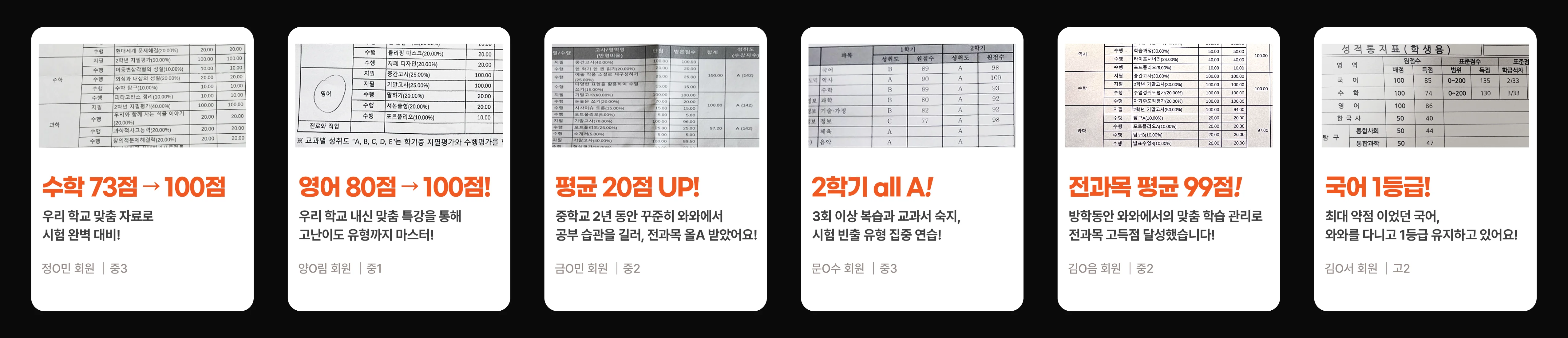 갈매 중등 수학학원 성적 향상 사례